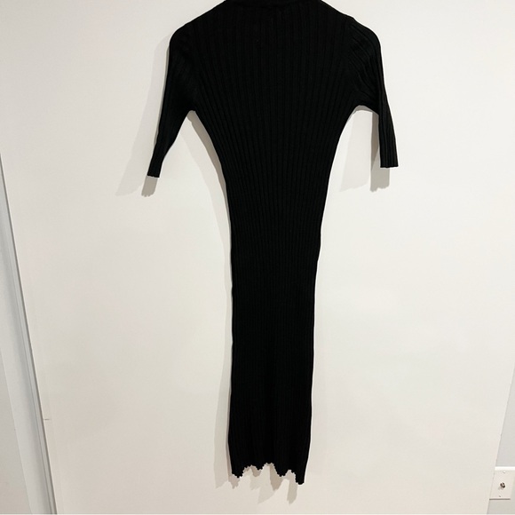modern citizen black ribbed mockneck midi dress - Picture 3 of 8